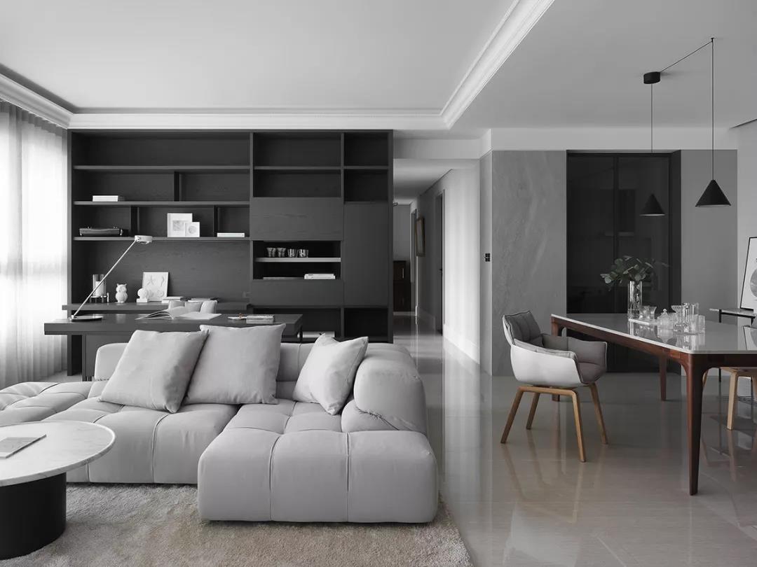 现代风格房屋黑白客厅简单装修图欣赏