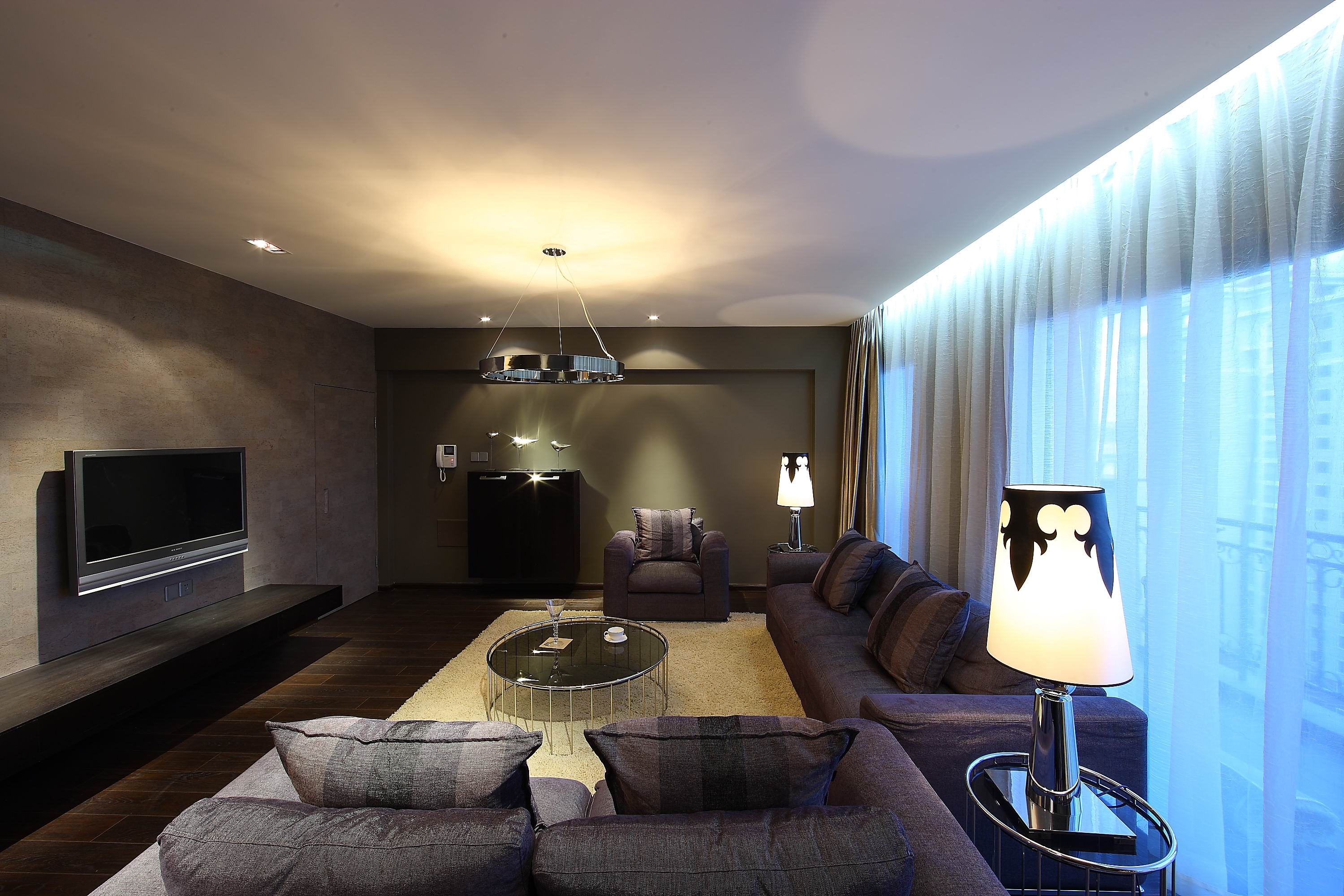 现代简约风格116平米三居客厅沙发设计图片