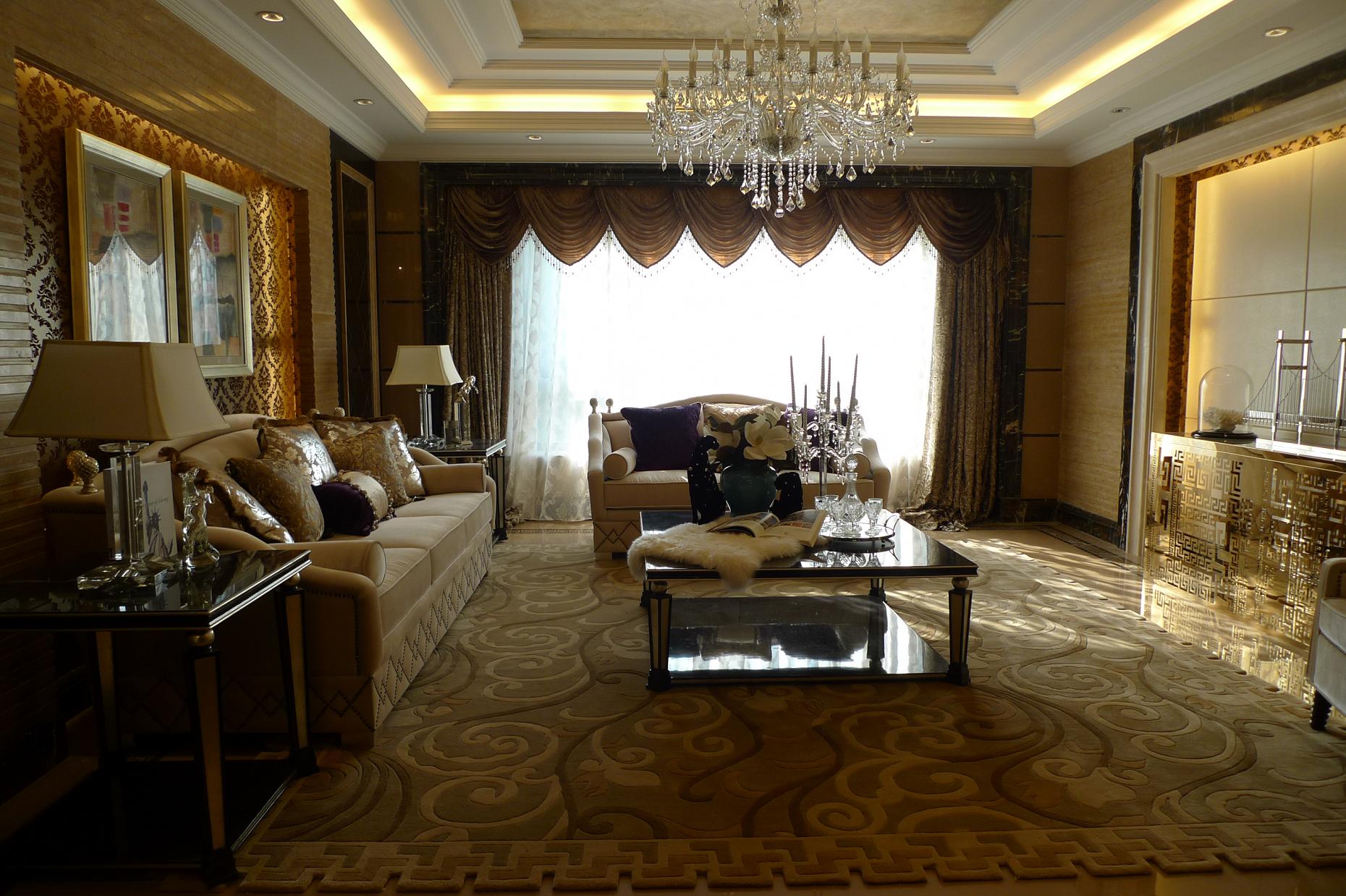 新古典别墅客厅地毯装修效果图片