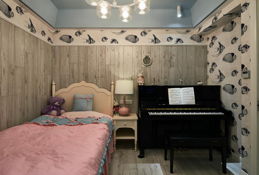 小户型女生卧室儿童房墙壁设计效果图