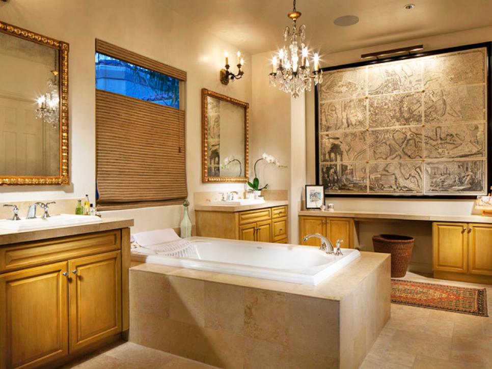 小美式风格家庭浴室砌砖按摩浴缸设计图片
