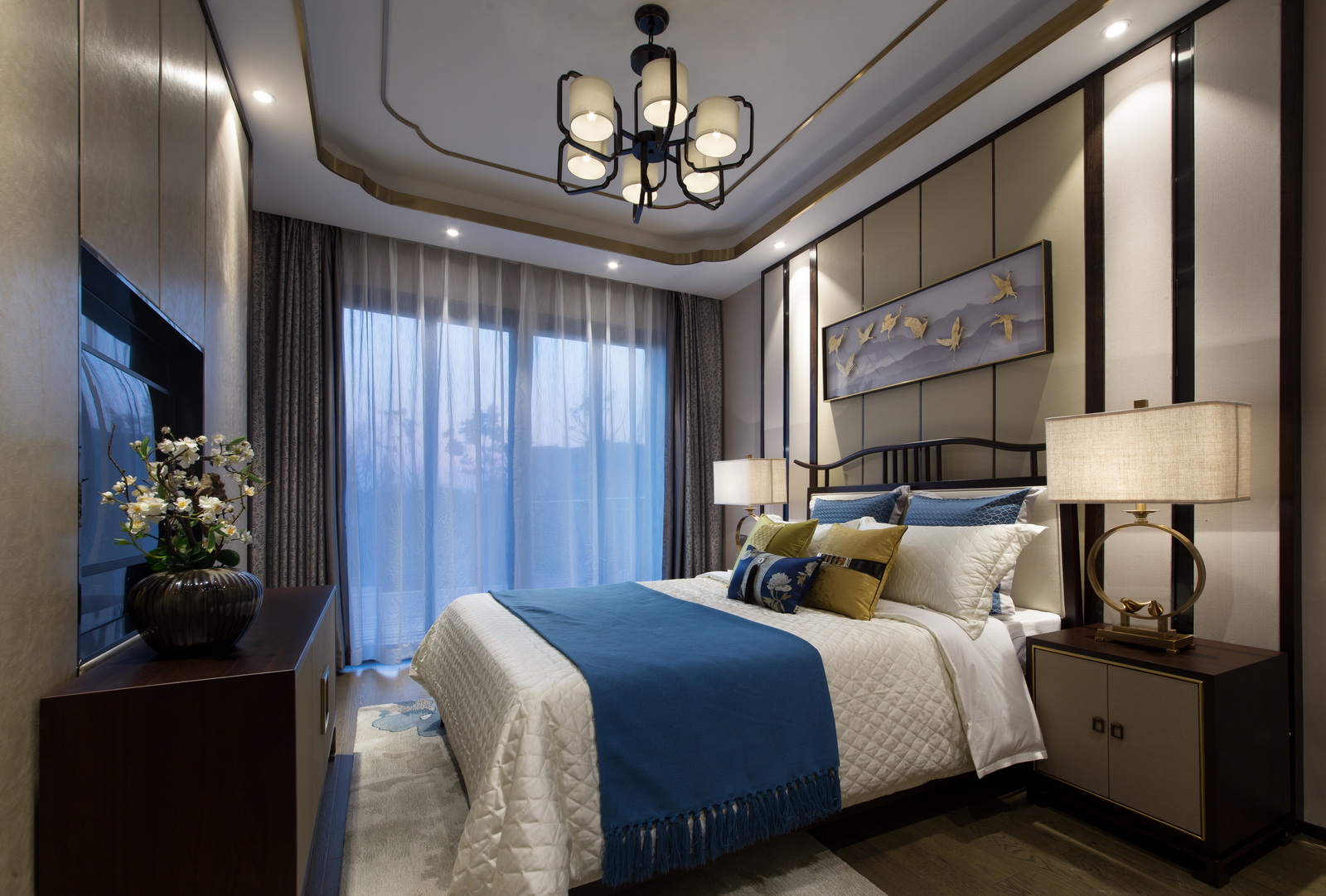 新中式风格437平四层别墅卧室装修图片