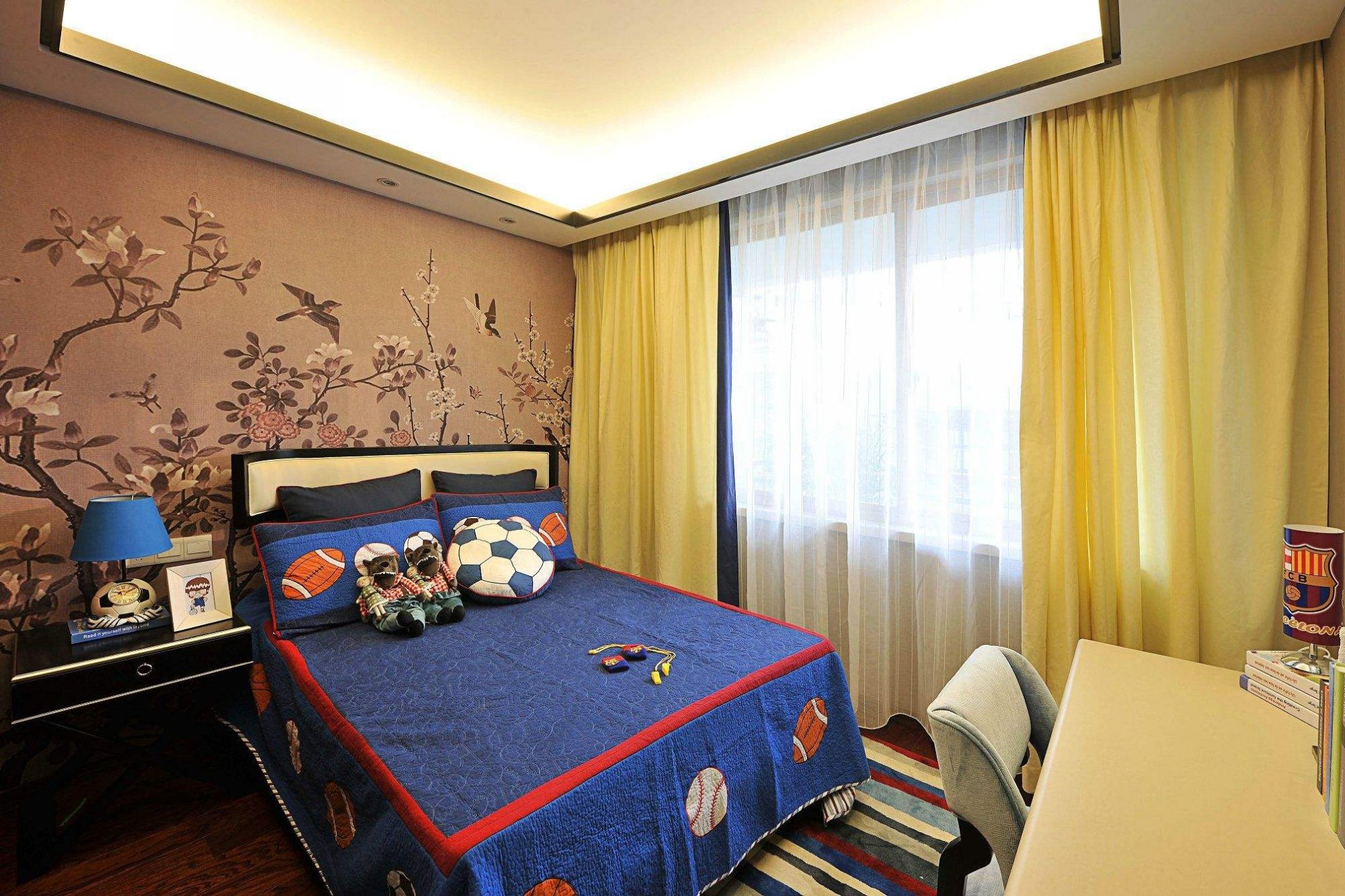 新中式风格元素男生卧室装修效果图片