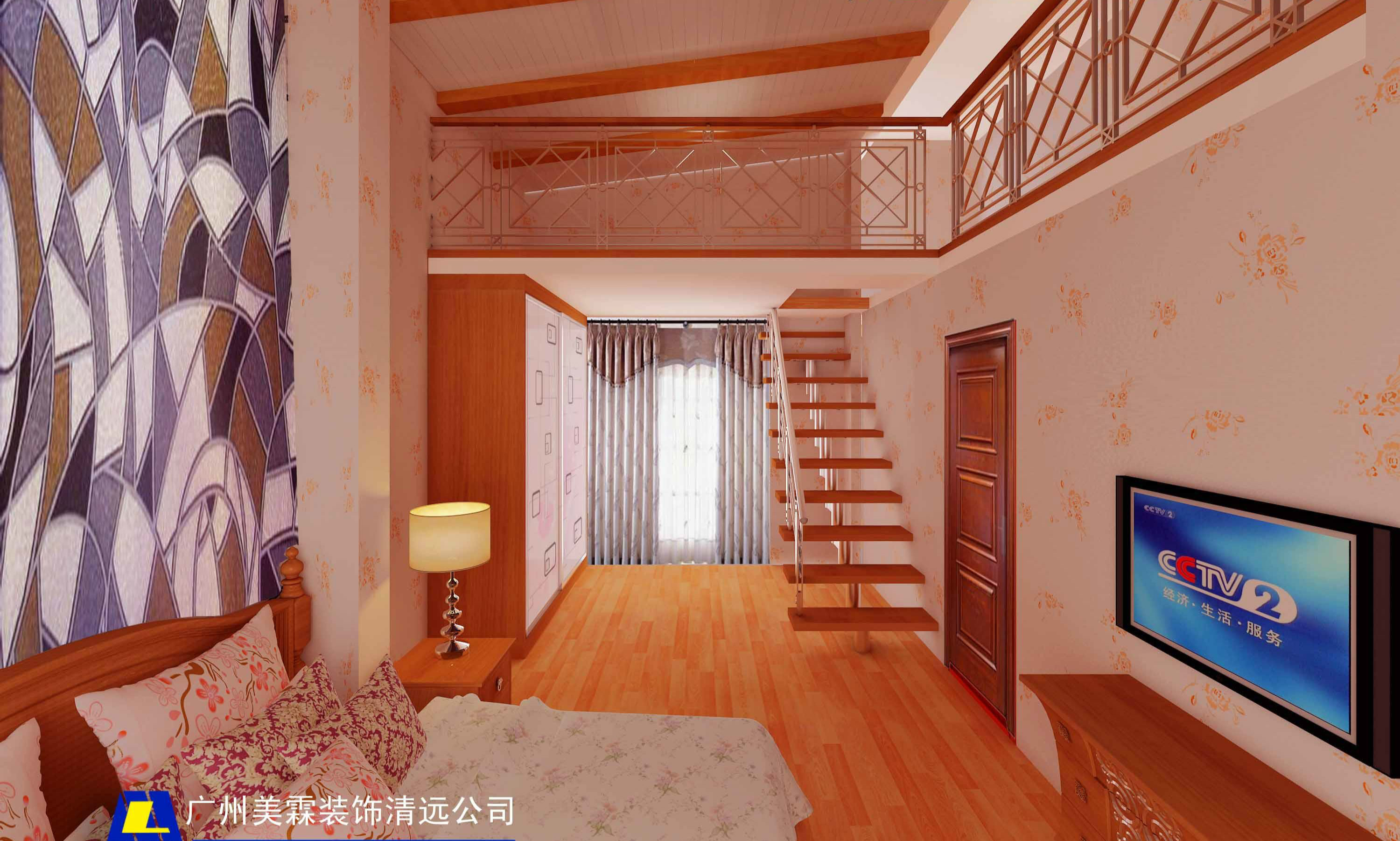 中式别墅室内卧室设计效果图