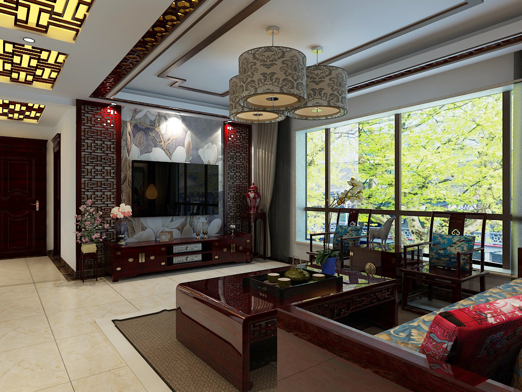 中式风格别墅室内设计装修效果图片