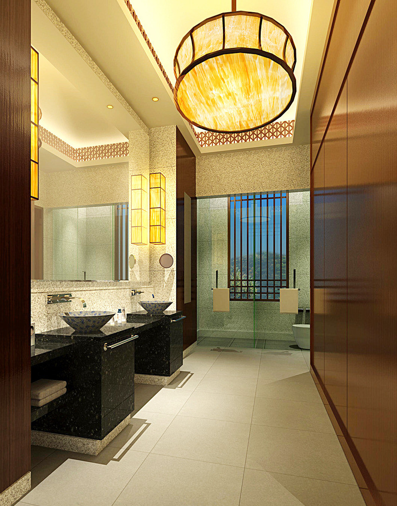 中式风格别墅卫生间吊灯装修效果图片