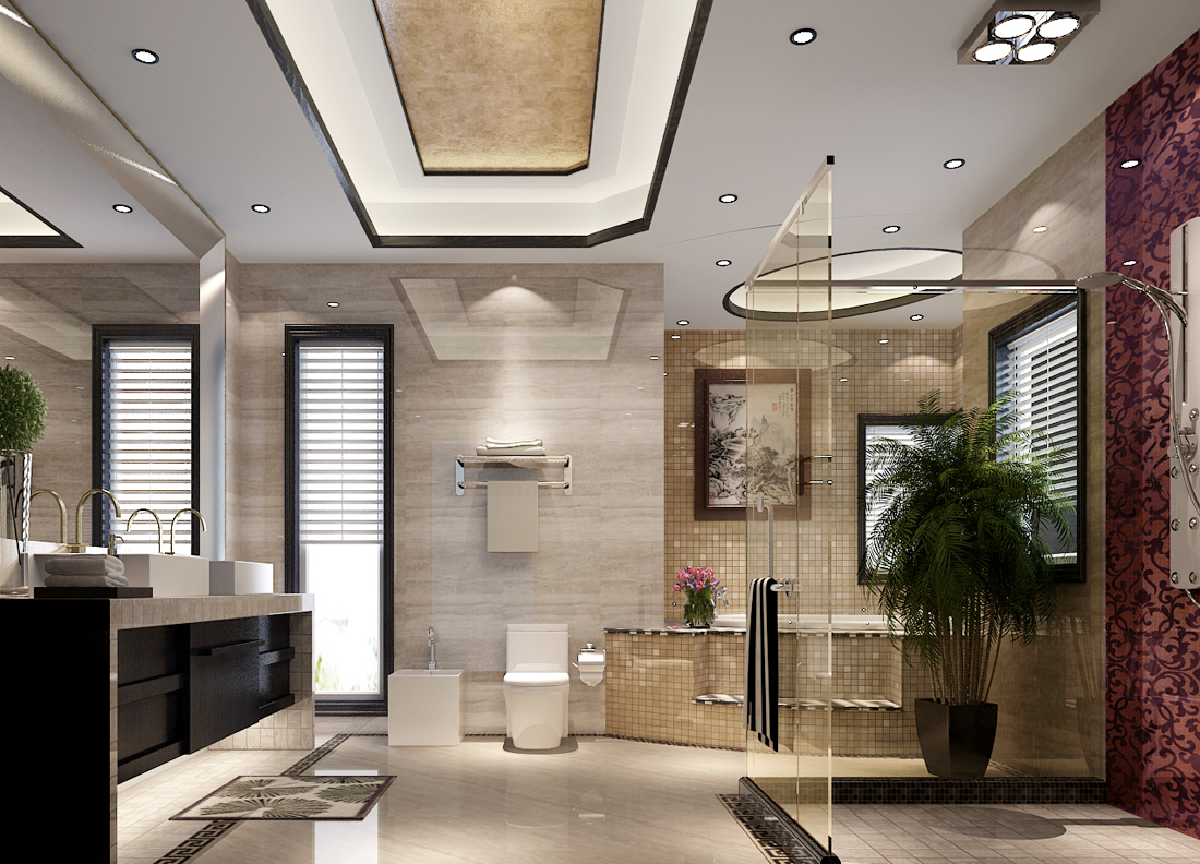 中式风格别墅装修设计浴室设计效果图