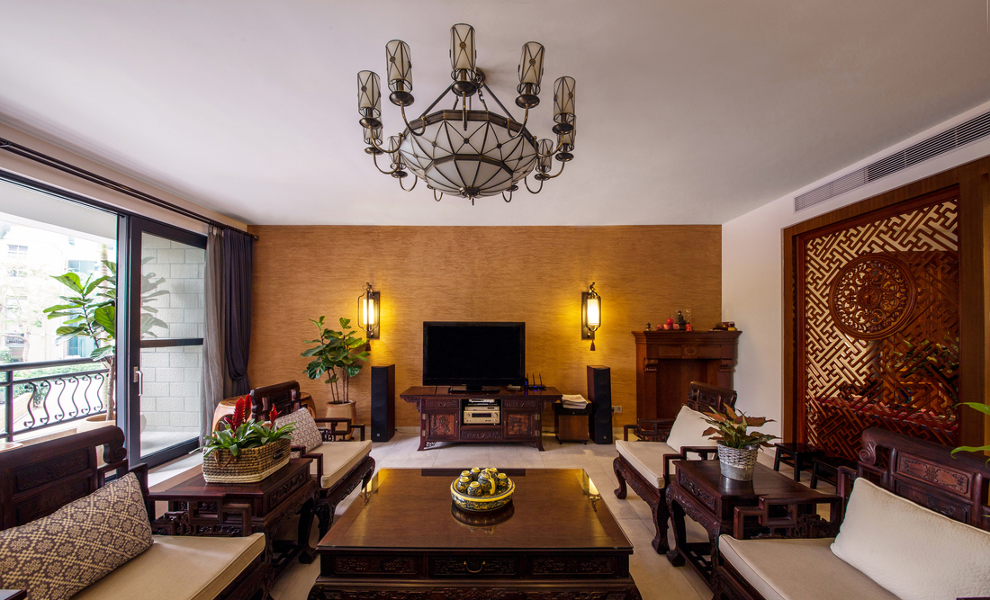中式风格客厅家具沙发装修设计案例赏析