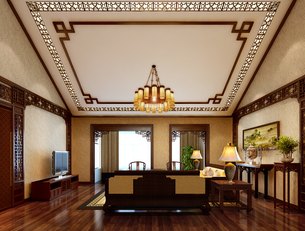 清风 - 中式风格三室两厅装修效果图 - 王楠楠设计效果图 - 躺平设计家
