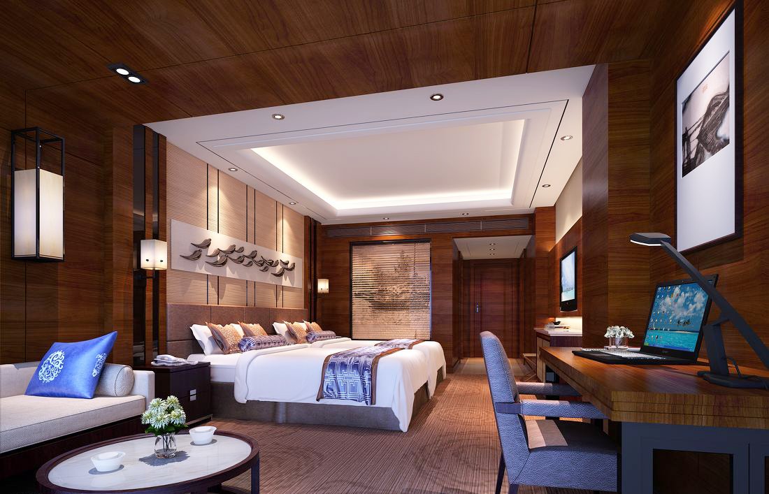 中式酒店设计元素宾馆包间装修效果图