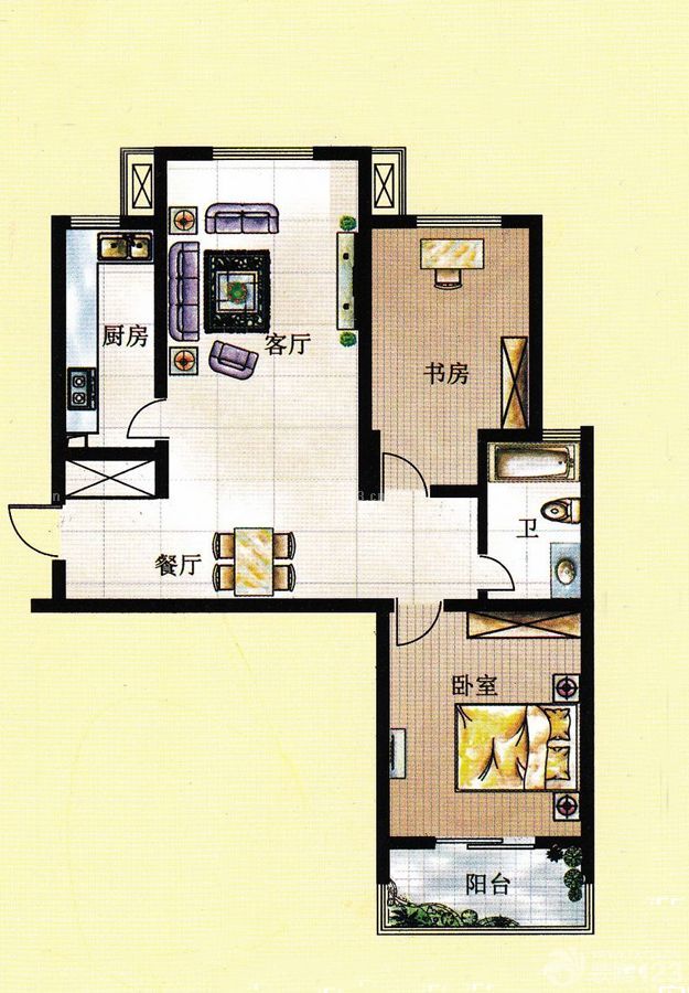 最新100平方一室两厅别墅户型图